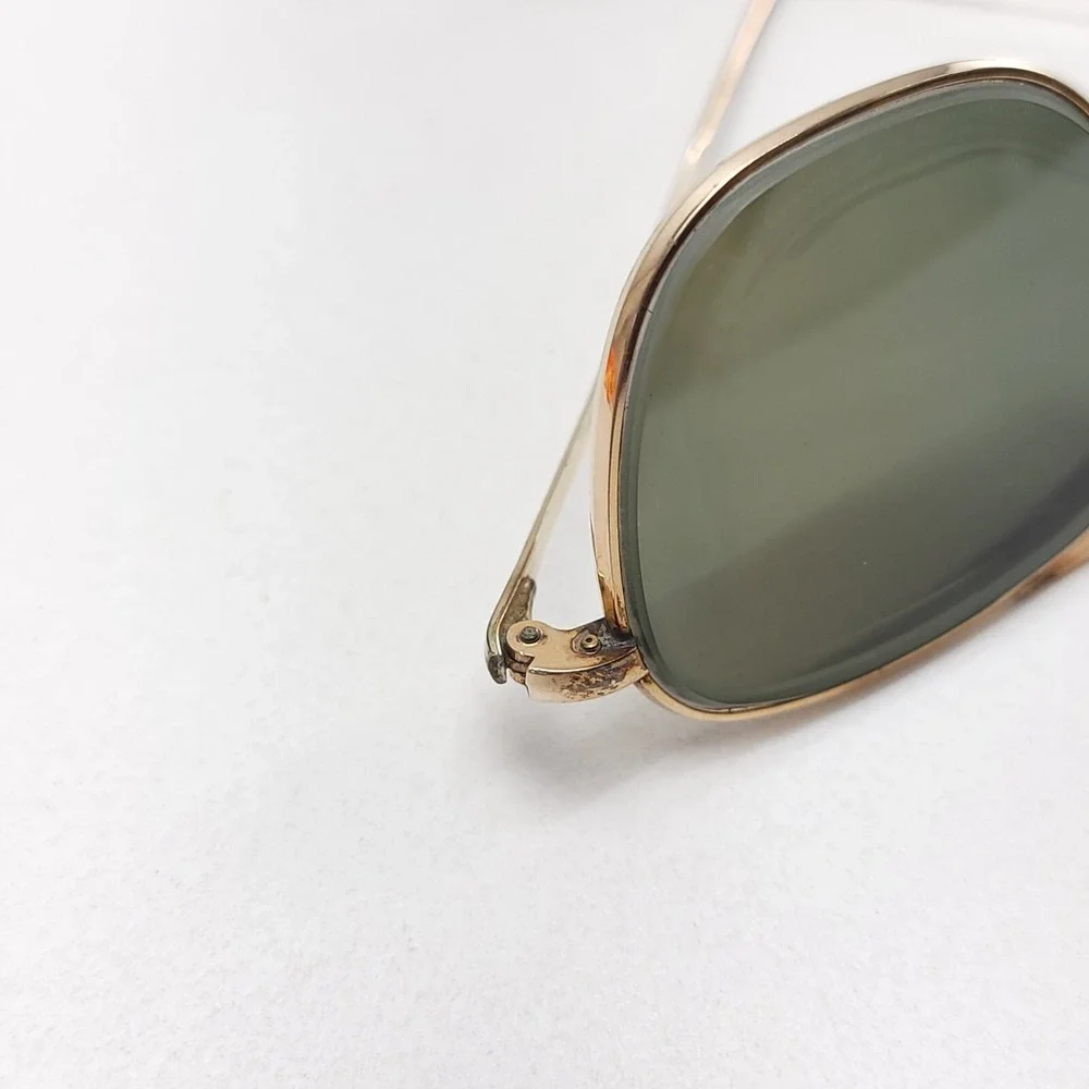Vtg AO American Optical 12K GF 1/10 Gold‎ Aviator Sunglasses FRAMES 63mm Cable
